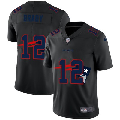 New England New England Patriots #12 Tom Brady Men's Nike Team Logo Dual Overlap Limited NFL Jersey Black Men's